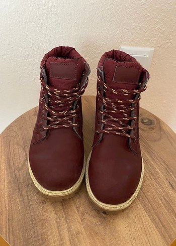 Bordo Süet Bağcıklı Kadın Bot - Görsel 2