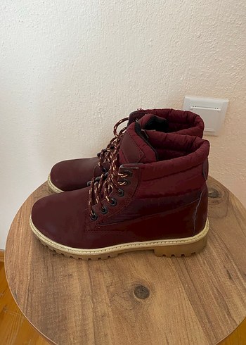 Bordo Süet Bağcıklı Kadın Bot - Görsel 3