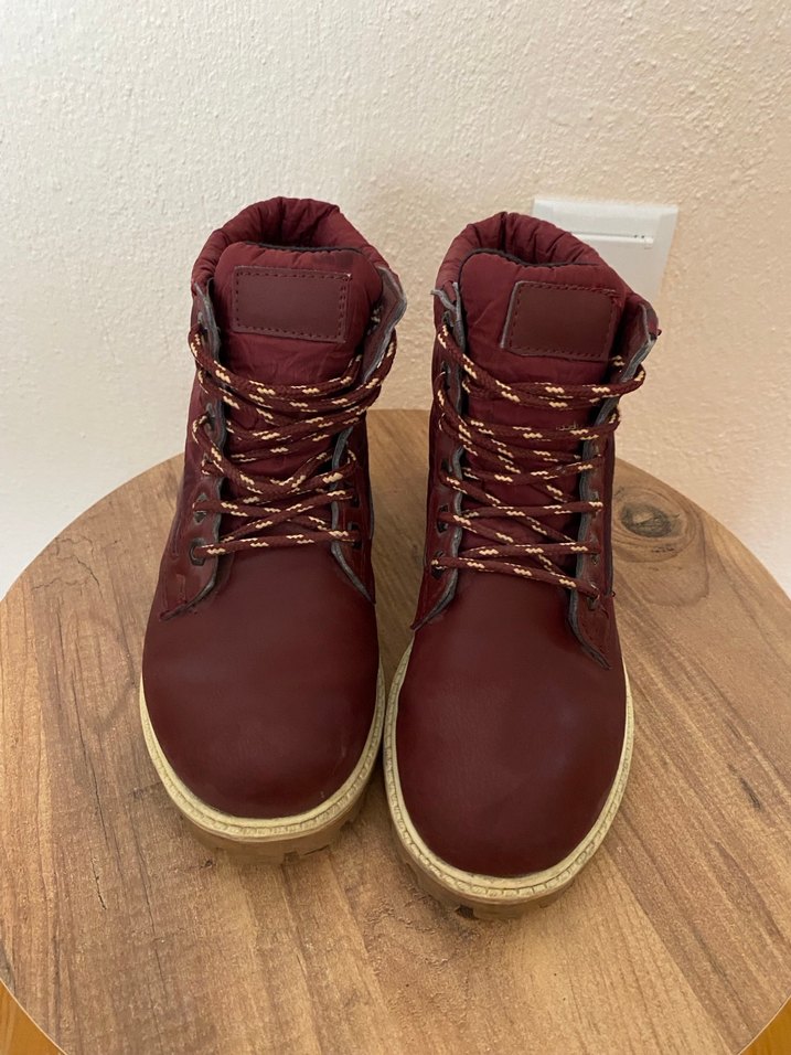 Bordo Süet Bağcıklı Kadın Bot - Görsel 2