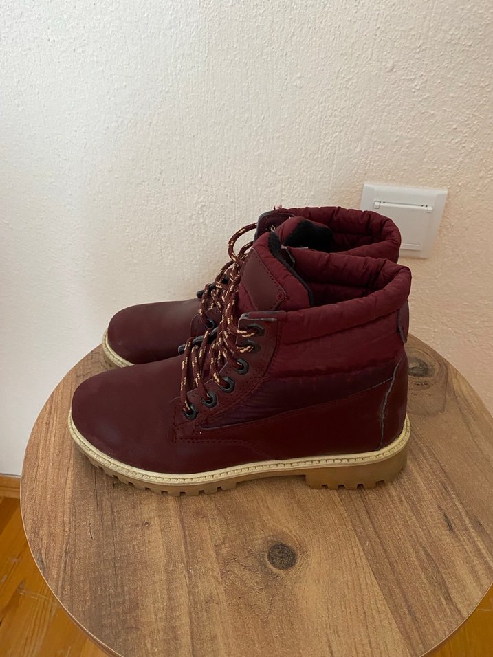 Bordo Süet Bağcıklı Kadın Bot - Görsel 3