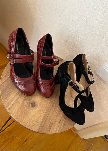 Bordo Vintage Tokalı Süet Stiletto - Görsel 2
