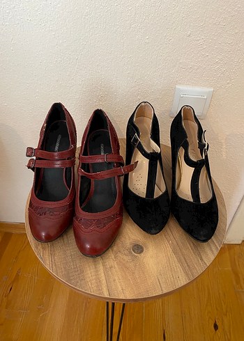 Bordo Vintage Tokalı Süet Stiletto - Görsel 3