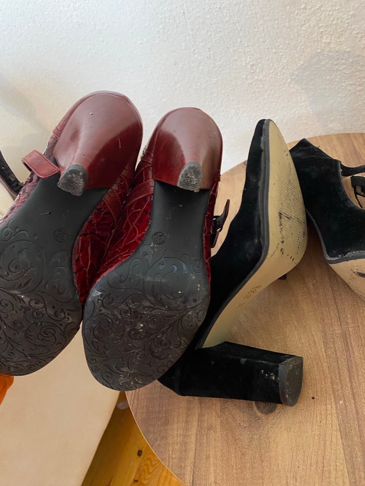 Bordo Vintage Tokalı Süet Stiletto - Görsel 4