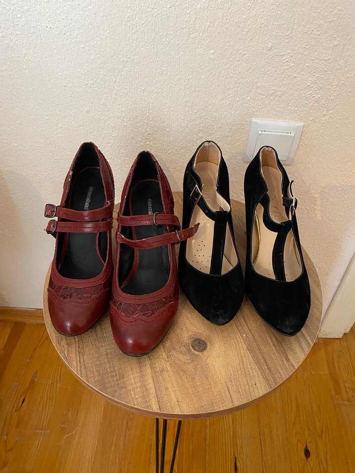Bordo Vintage Tokalı Süet Stiletto - Görsel 3