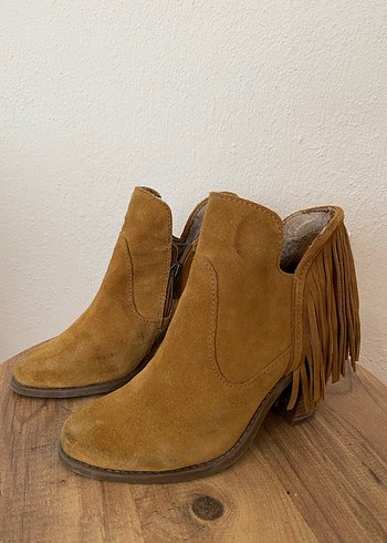 Püsküllü Süet Kahverengi Kadın Bot - Görsel 2