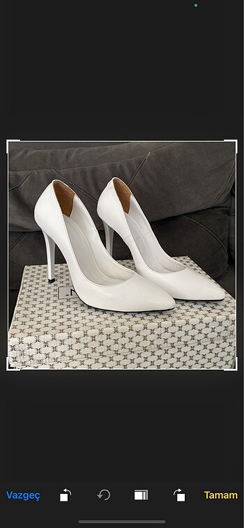 Tergan Beyaz Stiletto Gelin Ayakkabısı
