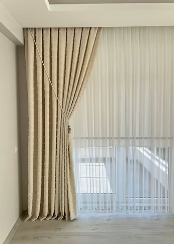 Beyaz Düz Modern Tül Perde - Görsel 2