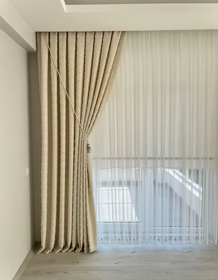 Beyaz Düz Modern Tül Perde - Görsel 2