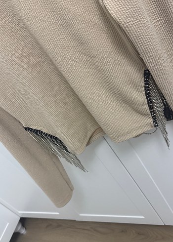 Bej Kadın Kısa Triko Kazak - Görsel 4