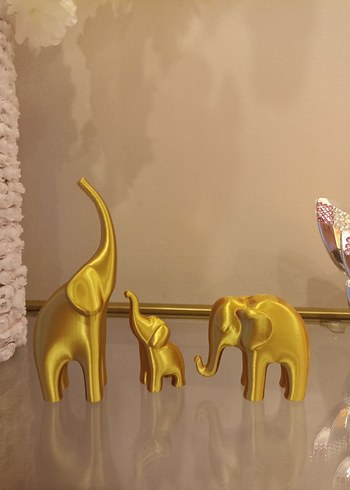 Parlak Altın Renkli Fil Figürleri Seti - Görsel 3