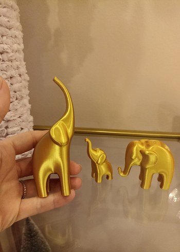 Parlak Altın Renkli Fil Figürleri Seti - Görsel 2