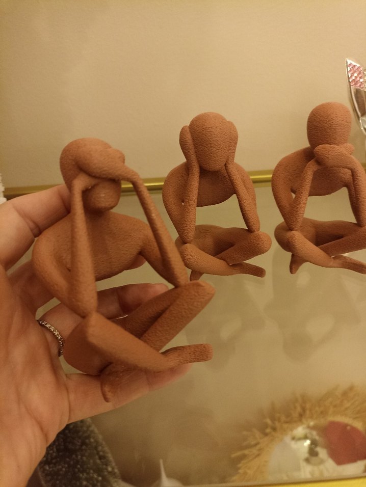 Bej Pastel Renkli 3lü Oturan Figür Seti - Görsel 2