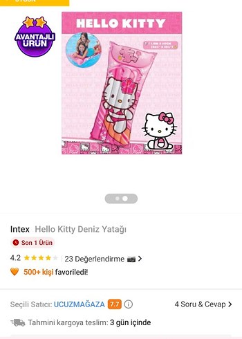 Beden pembe Renk Hello Kitty Pembe Çocuk Deniz Minderi
