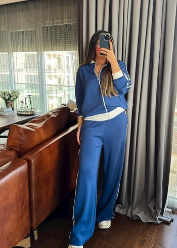 Kadın Mavi Şeritli Eşofman Takımı - Görsel 3