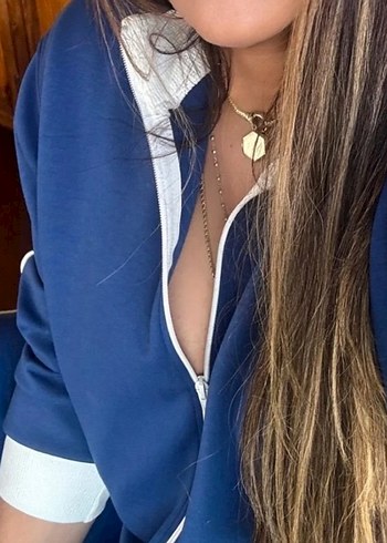 Kadın Mavi Şeritli Eşofman Takımı - Görsel 5