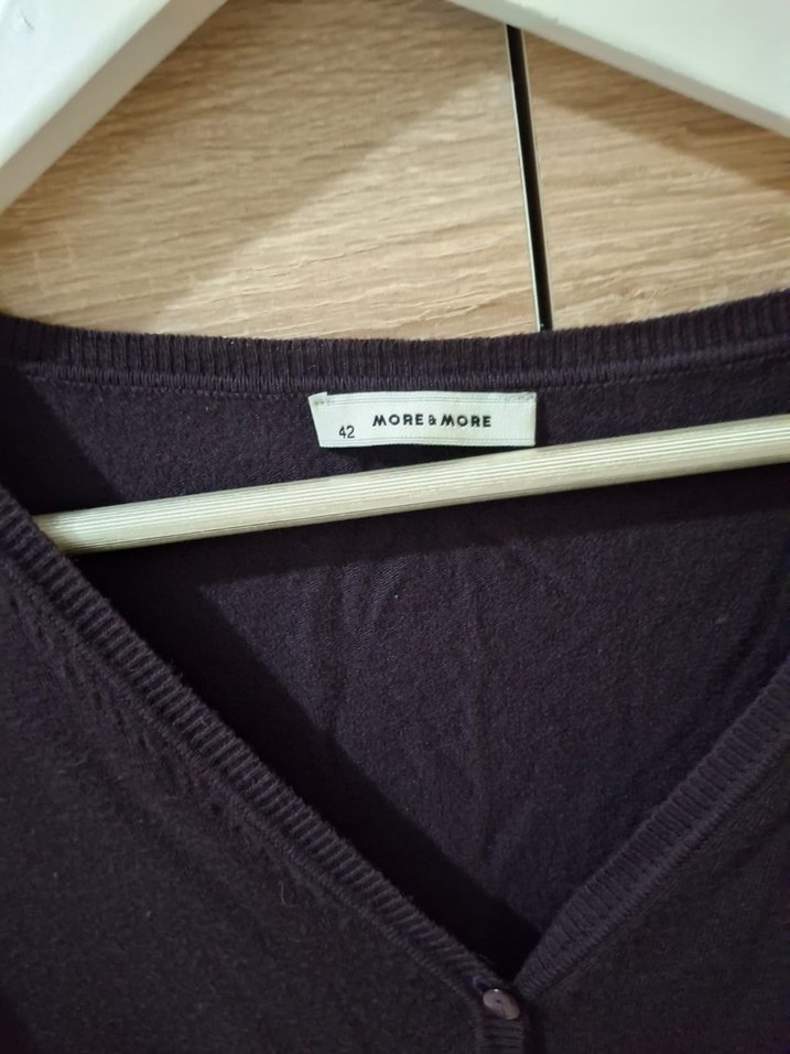 More & More Düğmeli V Yaka Kahverengi Kadın Hırka - Görsel 3