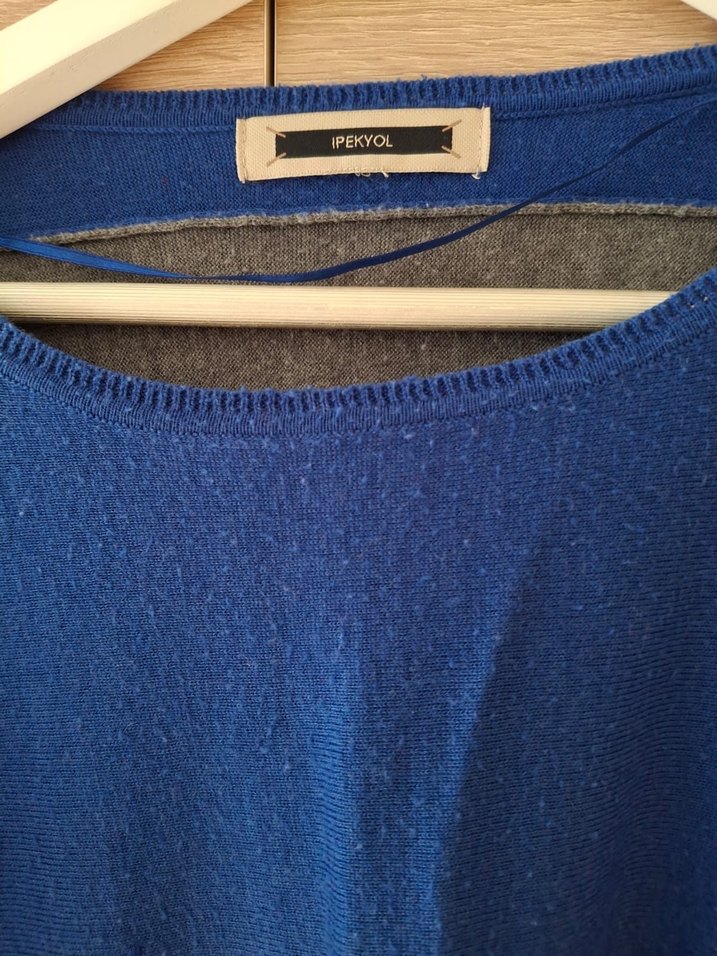 İpekyol Mavi Gri Örme Yün Kadın Kazak - Görsel 2