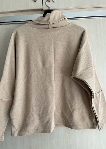 Bej Yüksek Yakalı Kadın Kazak - Görsel 2