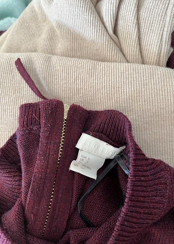 H&M Bordo Kadın Yün Kazak, Salaş Kesim - Görsel 3