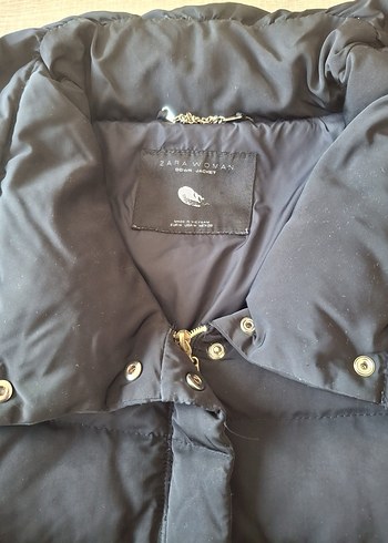 Zara Düğmeli Siyah Kadın Kışlık Mont - Görsel 3