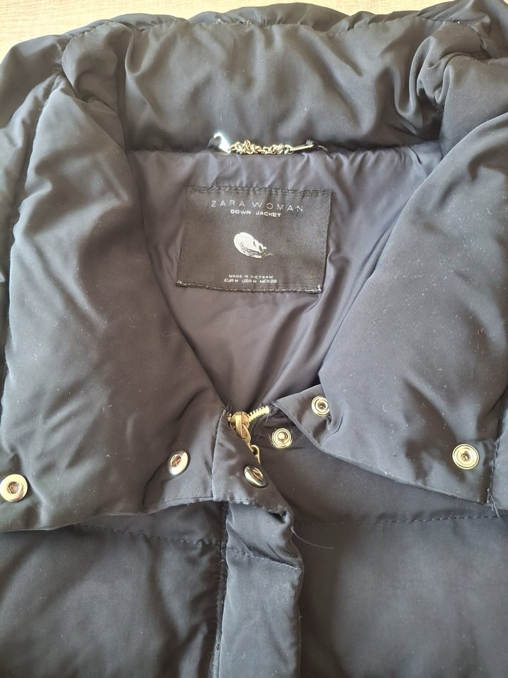 Zara Düğmeli Siyah Kadın Kışlık Mont - Görsel 3