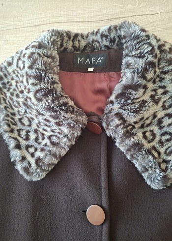 Mapa Kahverengi Kadın Kaban, Kürklü Yaka - Görsel 3