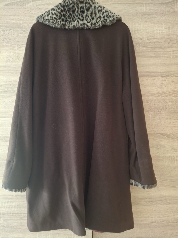 Mapa Kahverengi Kadın Kaban, Kürklü Yaka - Görsel 2