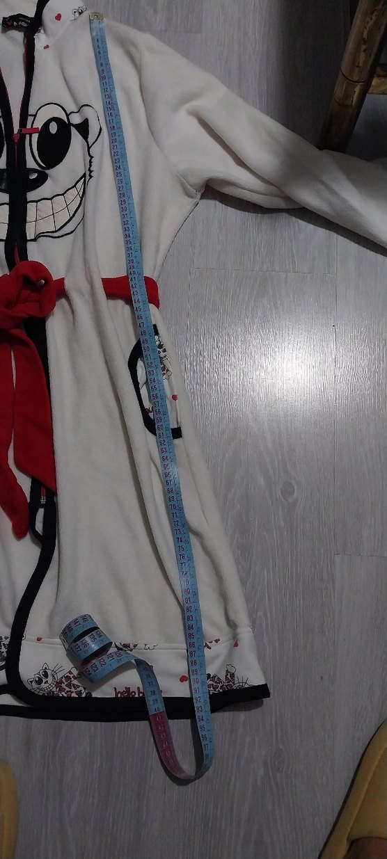 Uzun Kollu Beyaz Midi Kadın Sabahlık - Görsel 5