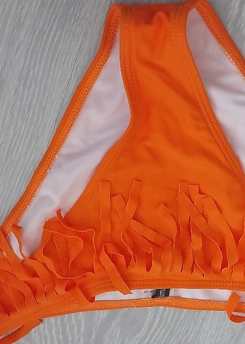 Turuncu Fırfırlı İpli Bikini alti