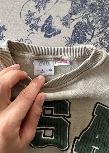 Zara Gri Nakışlı Erkek Sweatshirt - Görsel 2