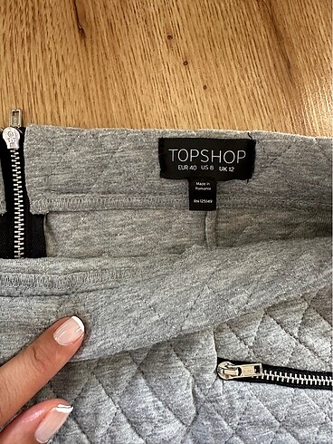 l Beden gri Renk Topshop kapitone mini spor etek