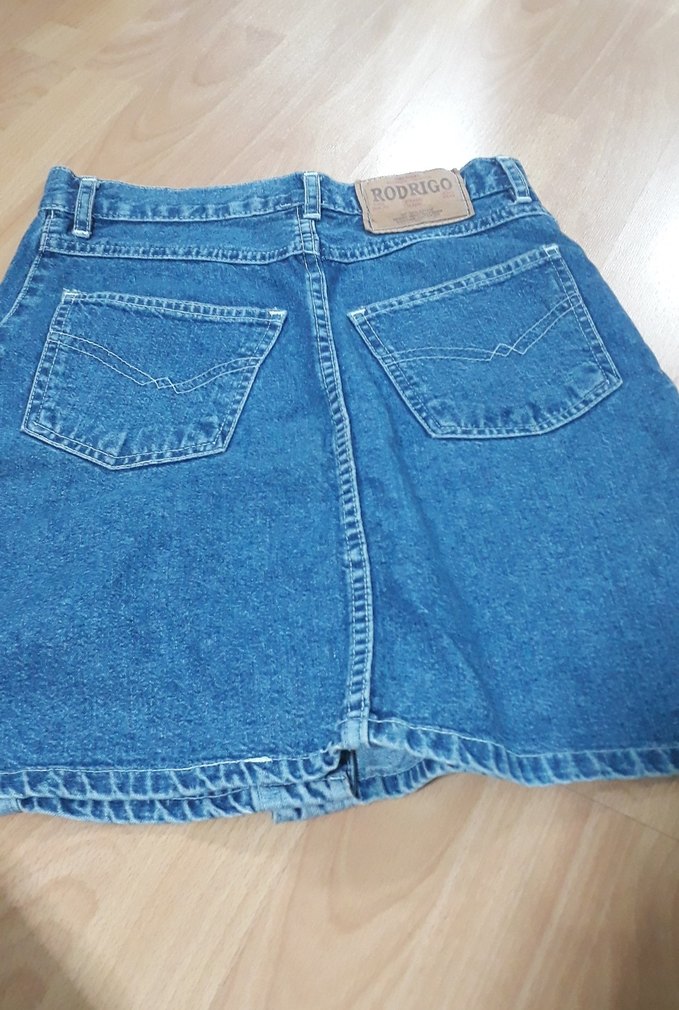 Düğmeli Mavi Denim Midi Etek - Görsel 3