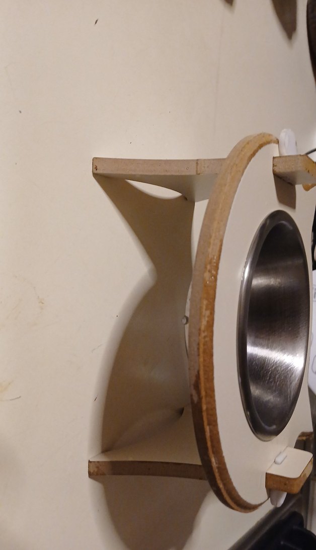 Kedi Şeklinde Bej Ahşap Mama Kabı - Görsel 2