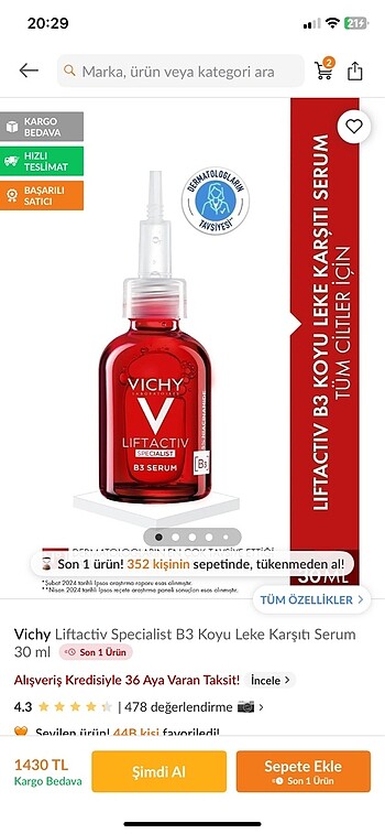 Vıchy leke serumu - Görsel 4