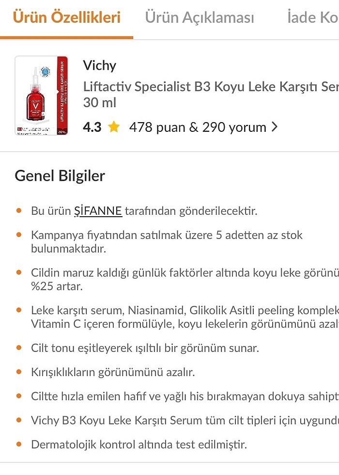 Vıchy leke serumu - Görsel 5