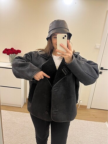 Zara Siyah Teddy Oversize Mont