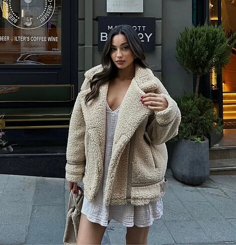 m Beden Zara Bej Teddy Mont