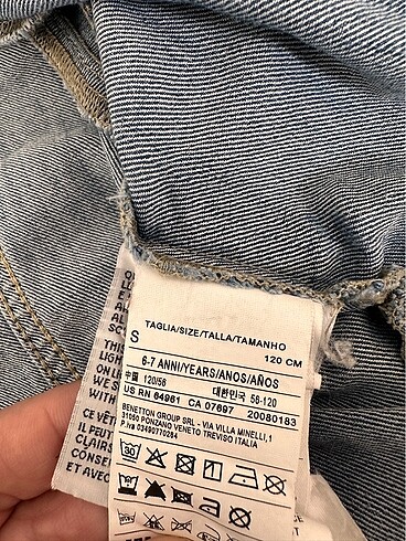 7 Yaş Beden mavi Renk SATILDI. Benetton kız-erkek unisex kot ceket liktalı esnek rah