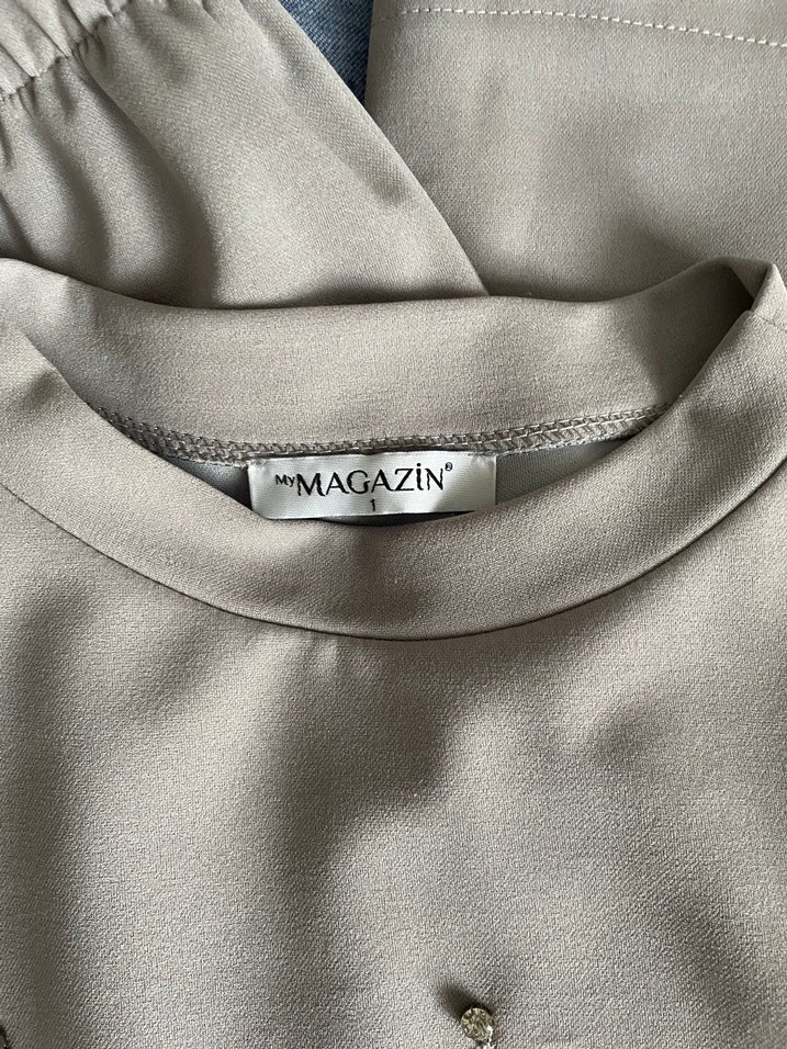 Taş Detaylı Uzun Kollu Gri Tunik takım - Görsel 4