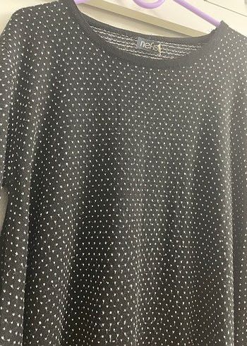 Kadın Siyah Puantiyeli Uzun Kollu Triko Tunik - Görsel 5