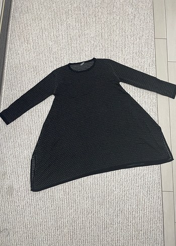 Kadın Siyah Puantiyeli Uzun Kollu Triko Tunik - Görsel 3