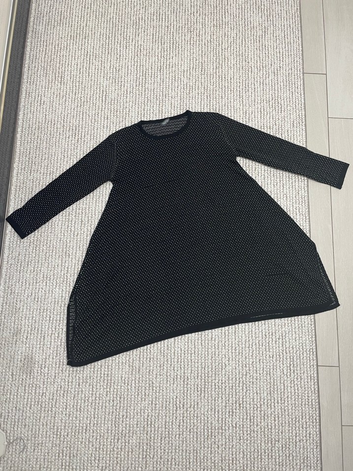 Kadın Siyah Puantiyeli Uzun Kollu Triko Tunik - Görsel 3