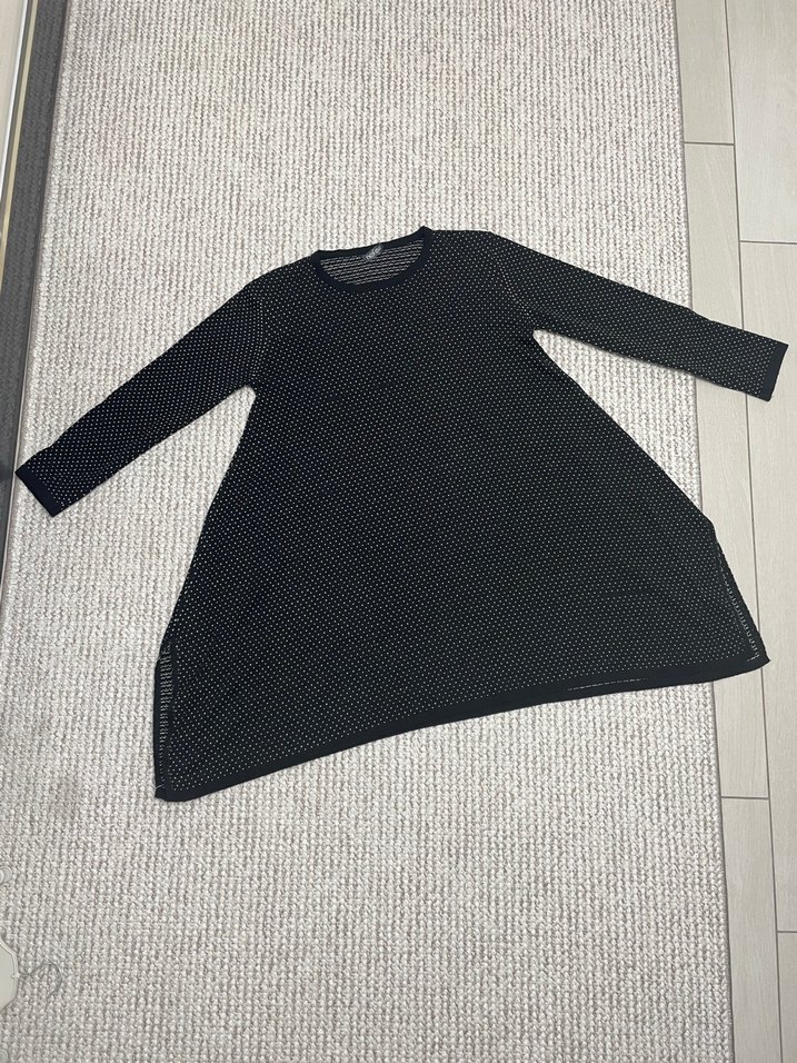 Kadın Siyah Puantiyeli Uzun Kollu Triko Tunik - Görsel 2