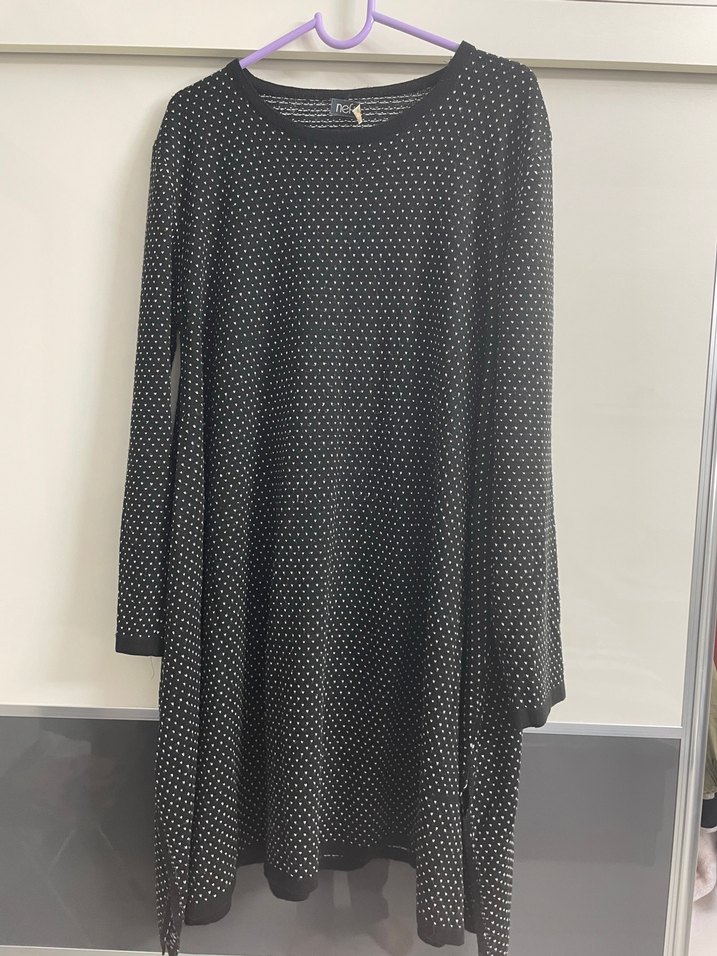 Kadın Siyah Puantiyeli Uzun Kollu Triko Tunik - Görsel 4