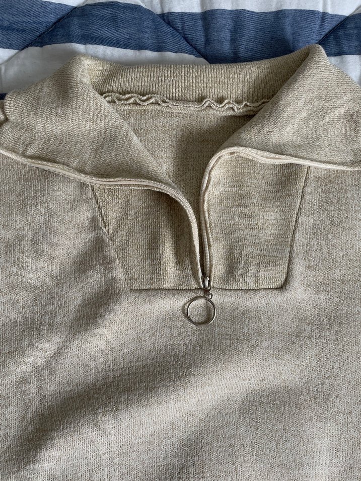 Bej Yüksek Yaka Örgü Kadın triko takım - Görsel 4