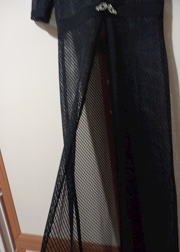 siyah kısa kollu uzun plaj elbisesi - Görsel 4