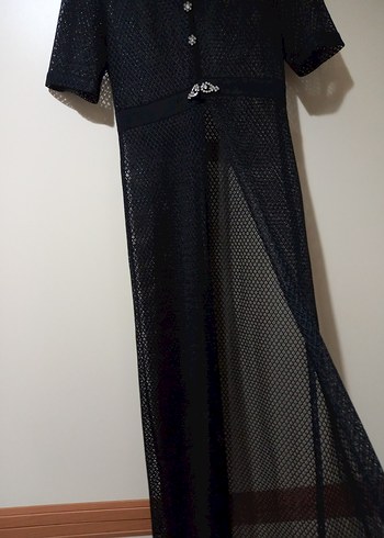 siyah kısa kollu uzun plaj elbisesi - Görsel 3