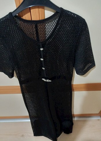 siyah kısa kollu uzun plaj elbisesi - Görsel 5