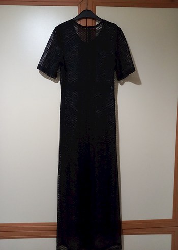 siyah kısa kollu uzun plaj elbisesi - Görsel 7