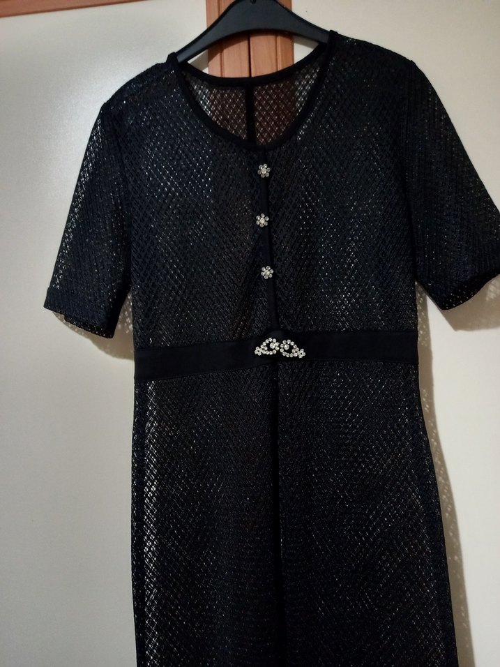 siyah kısa kollu uzun plaj elbisesi - Görsel 2